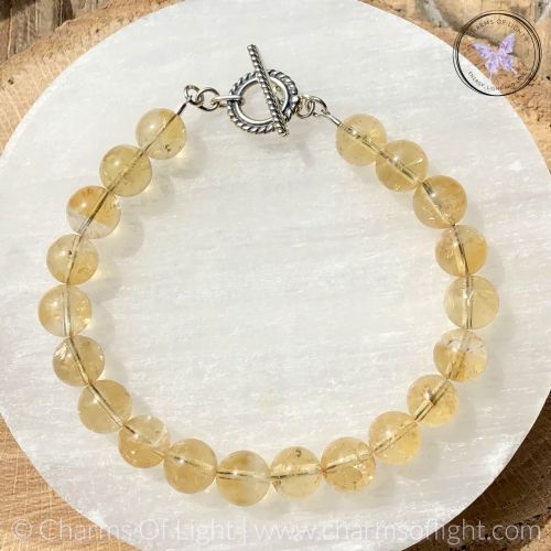 Citrine Healing Bracelet With Silver Toggle Clasp